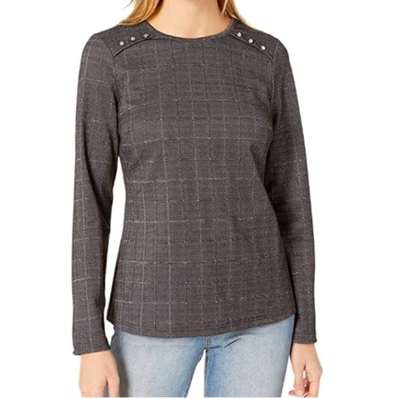 Nanette Nanette Lepore Gray Pink Long Sleeve Double Knit Crew Neck Top Size XS - Picture 1 of 11